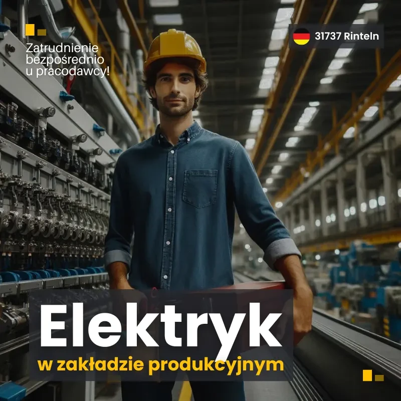 PRACA NIEMCY - Elektryk w zakładzie produkcyjnym