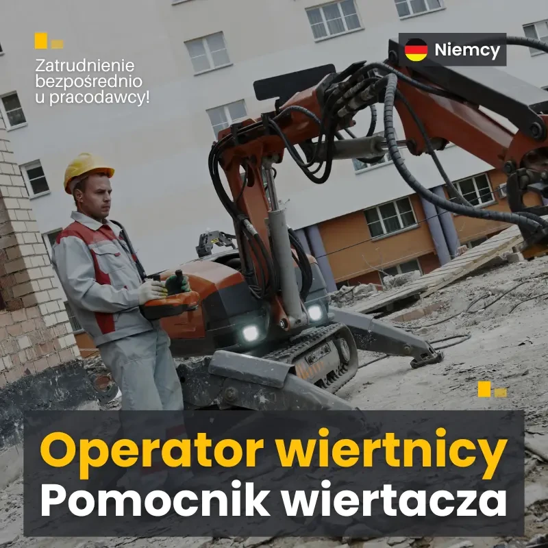 Operator wiertnicy horyzontalnej – Pomocnik operatora / wiertacz. Niemcy